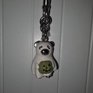 Coach Bear Keychain with Green Pumpkin